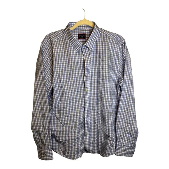 UntuckIt Shirt Men's Size Large Slim Fit Gingham Blue White - Picture 1 of 3